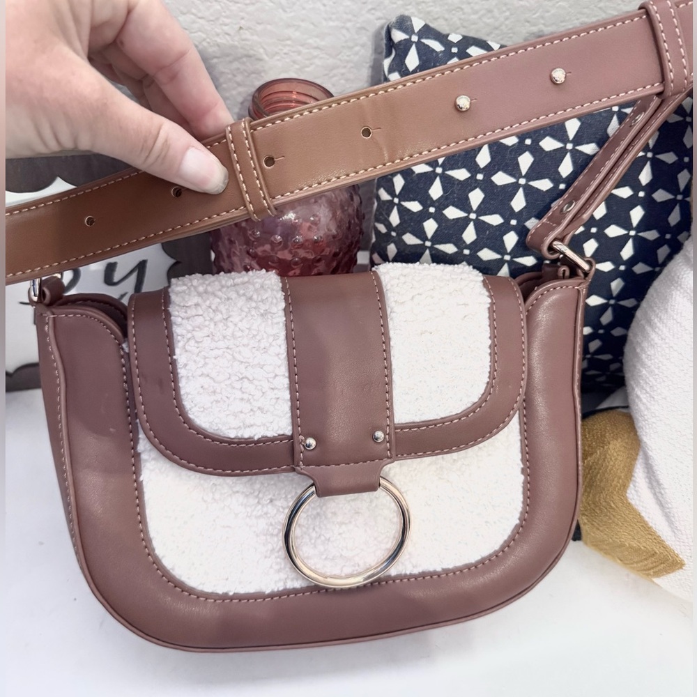 Sherpa small crossbody cognac purse